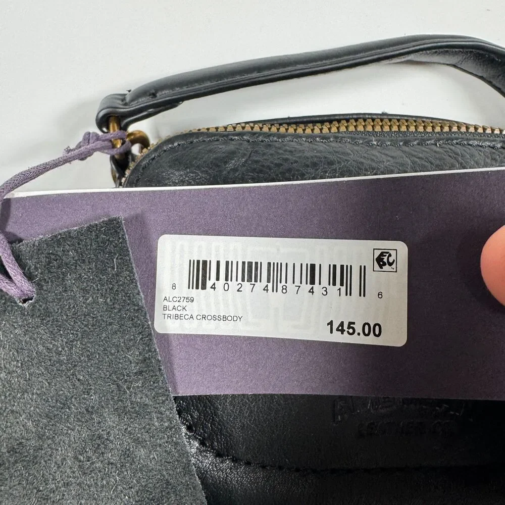 American Leather Co. Tribeca Leather Crossbody Bag w/ Top Handle Black NWT